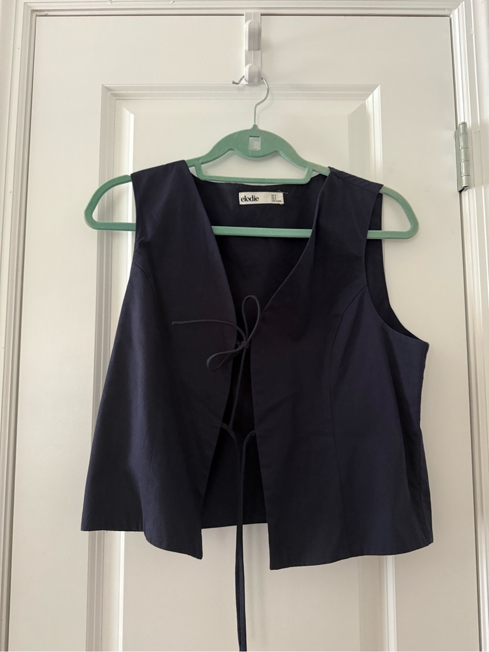 Elodie Navy Sleeveless Tie-Front Vest